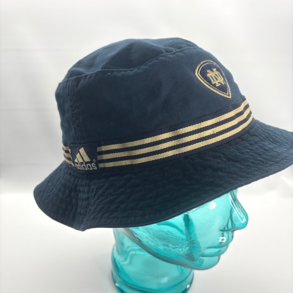 Adidas Bucket Hat Unisex S/M Navy Blue Notre Dame Fighting Irish NCAA Striped - Picture 2 of 8
